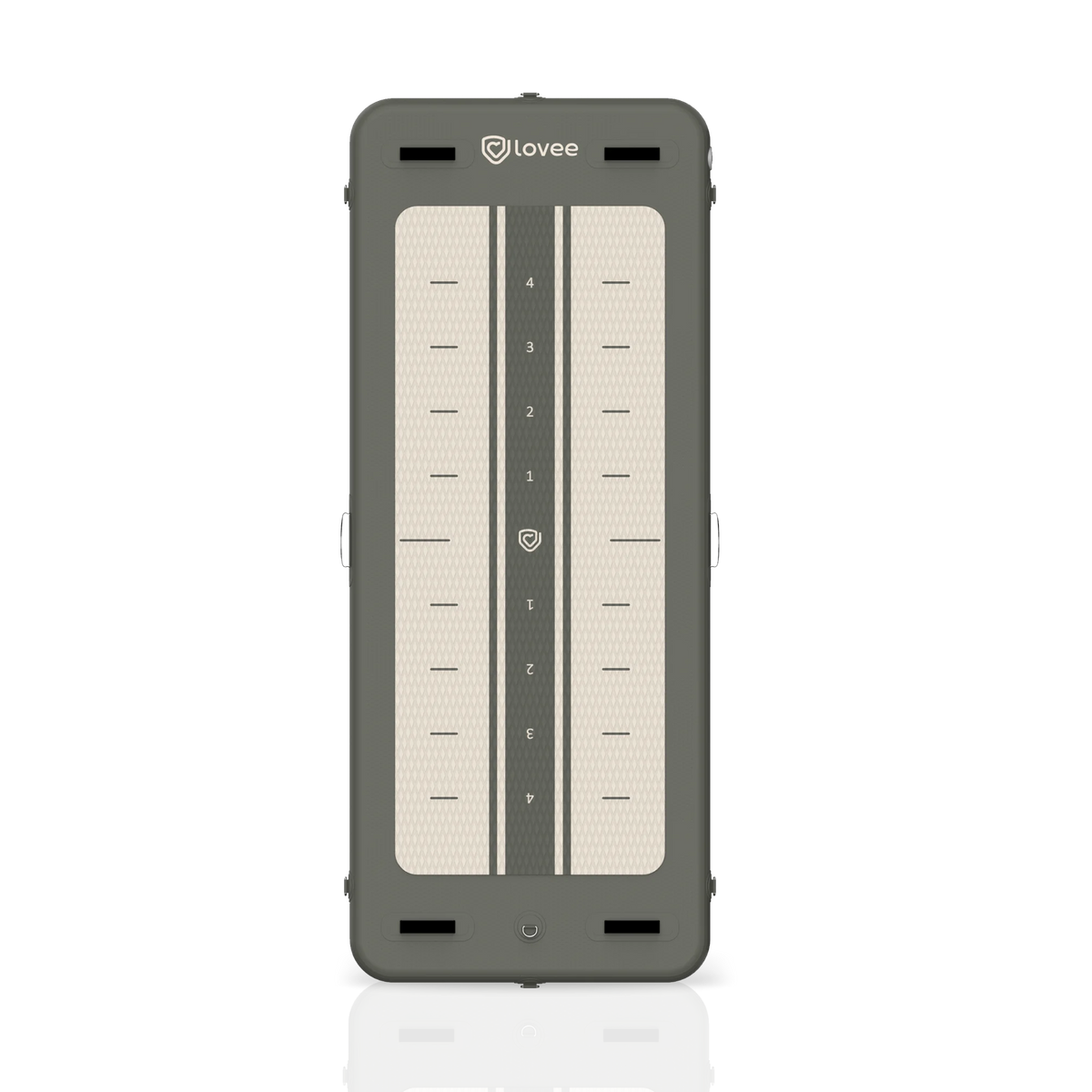 Aquaboard Lovee vert olive vue produit avec design double face et poignées intégrées. ::visuel:vert